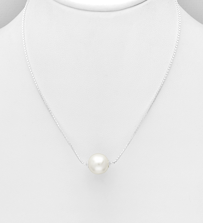 Wholesale 925 Sterling Silver Necklace, Beaded with Freshwater Pearl - SKU #382-6011