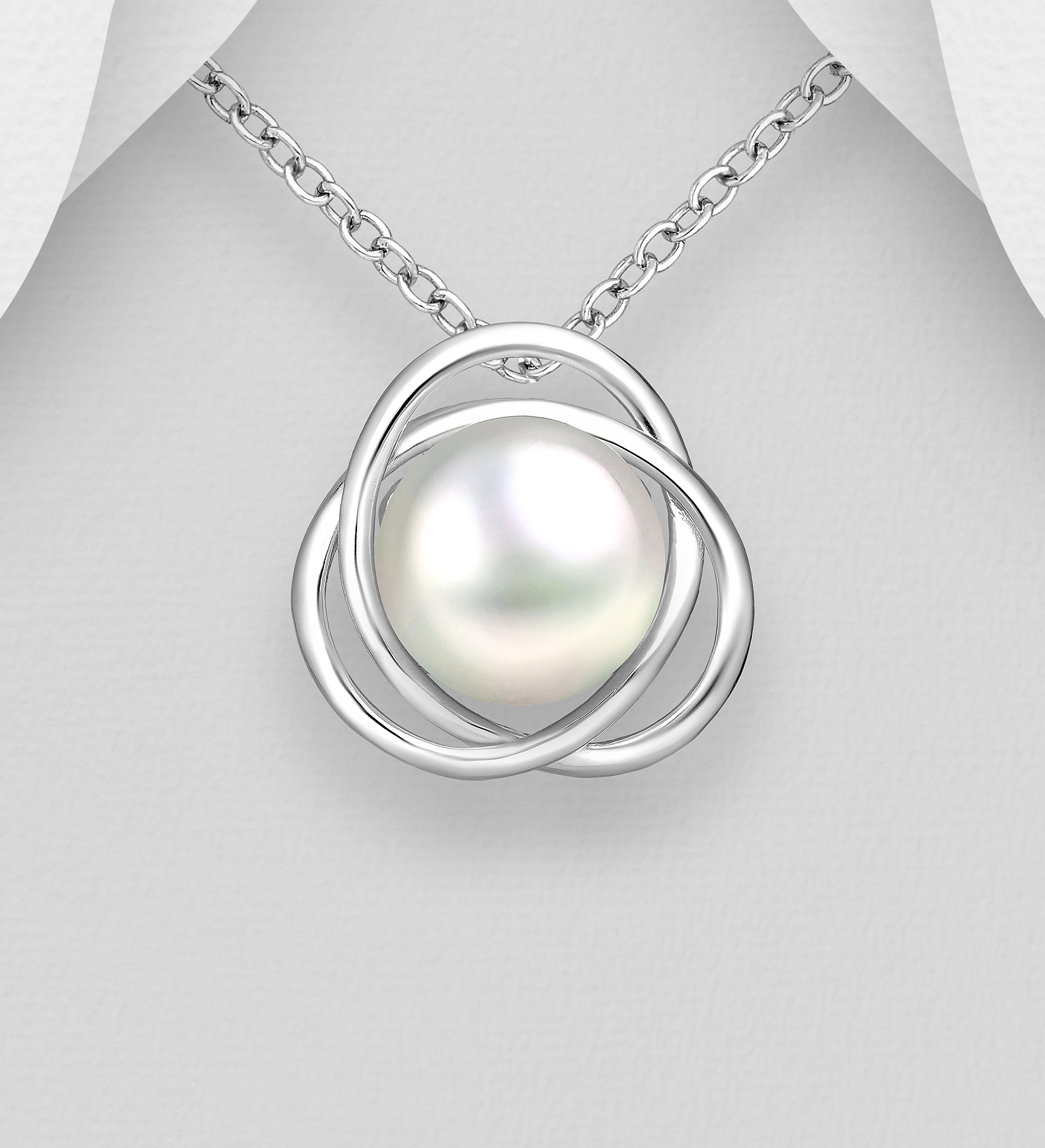 Wholesale 925 Sterling Silver Celtic Pendant, Decorated with Freshwater Pearl - SKU #382-6079