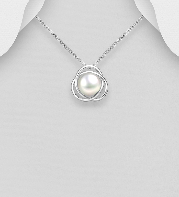 Wholesale 925 Sterling Silver Celtic Pendant, Decorated with Freshwater Pearl - SKU #382-6079