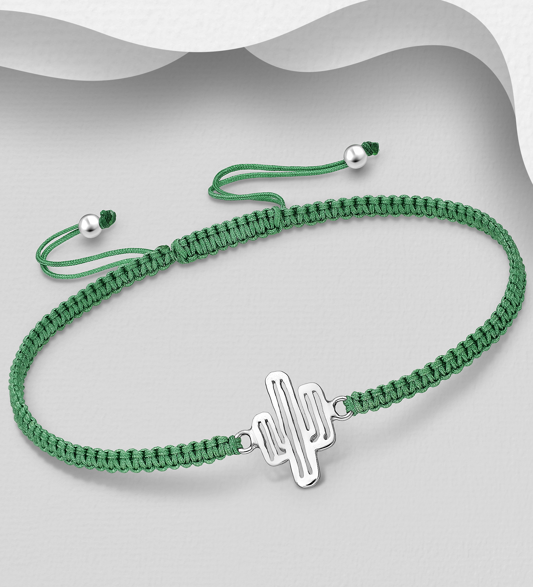 Wholesale 925 Sterling Silver Adjustable Cactus Bracelet - SKU #706-35844
