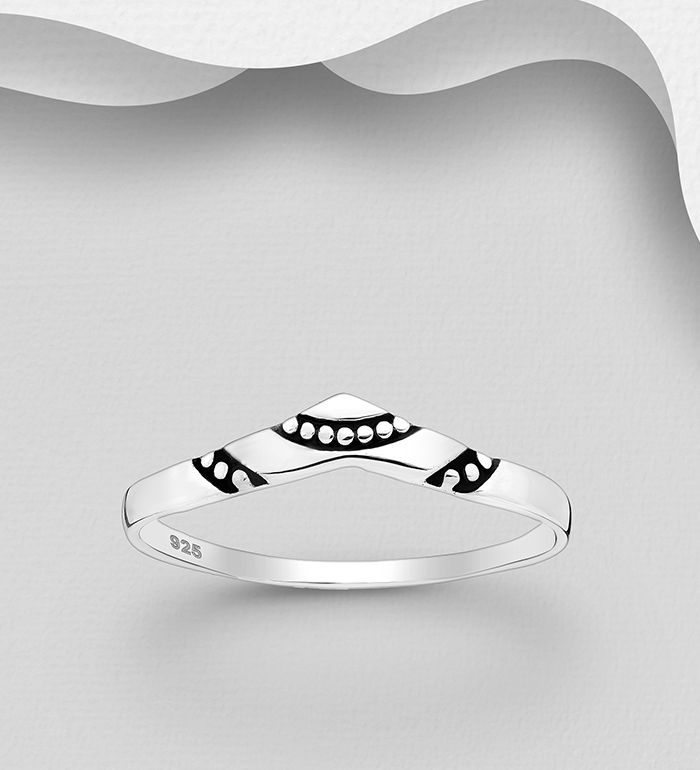 Wholesale 925 Sterling Silver Oxidized Chevron Ring - SKU #706-35892