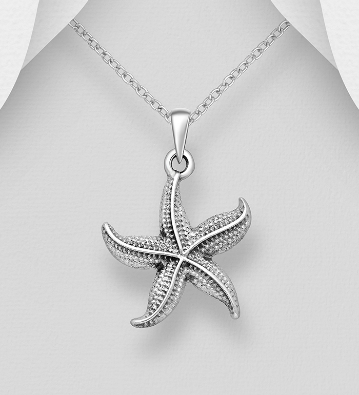 Wholesale 925 Sterling Silver Oxidized Starfish Pendant - SKU #706-35897