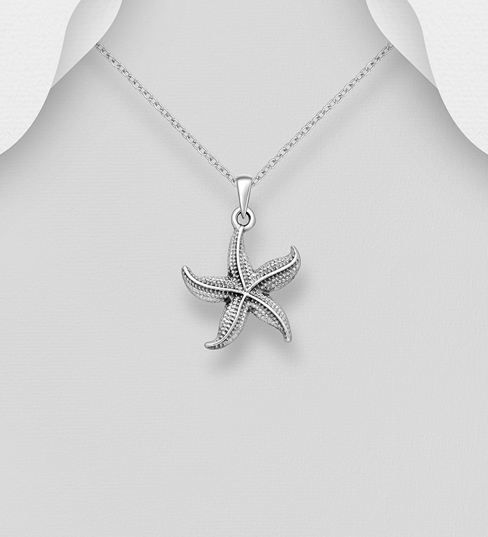 Wholesale 925 Sterling Silver Oxidized Starfish Pendant - SKU #706-35897
