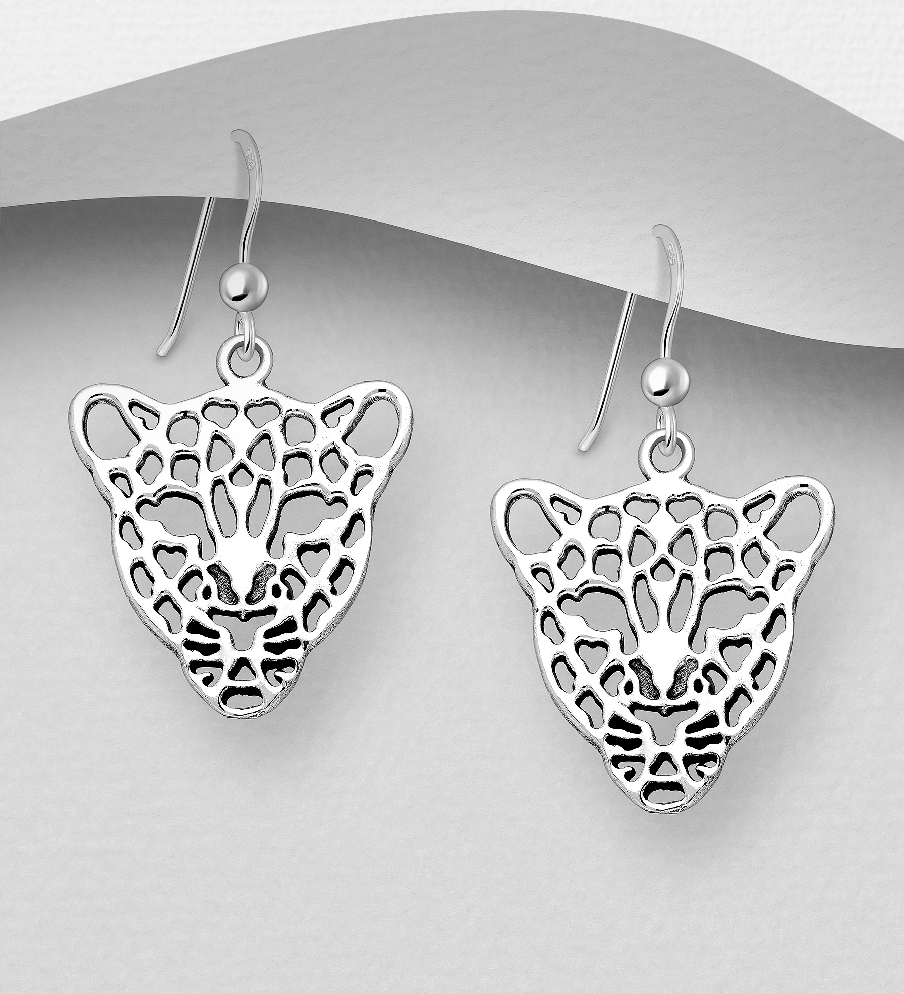 Wholesale 925 Sterling Silver Oxidized Tiger Hook Earrings - SKU #706-35943