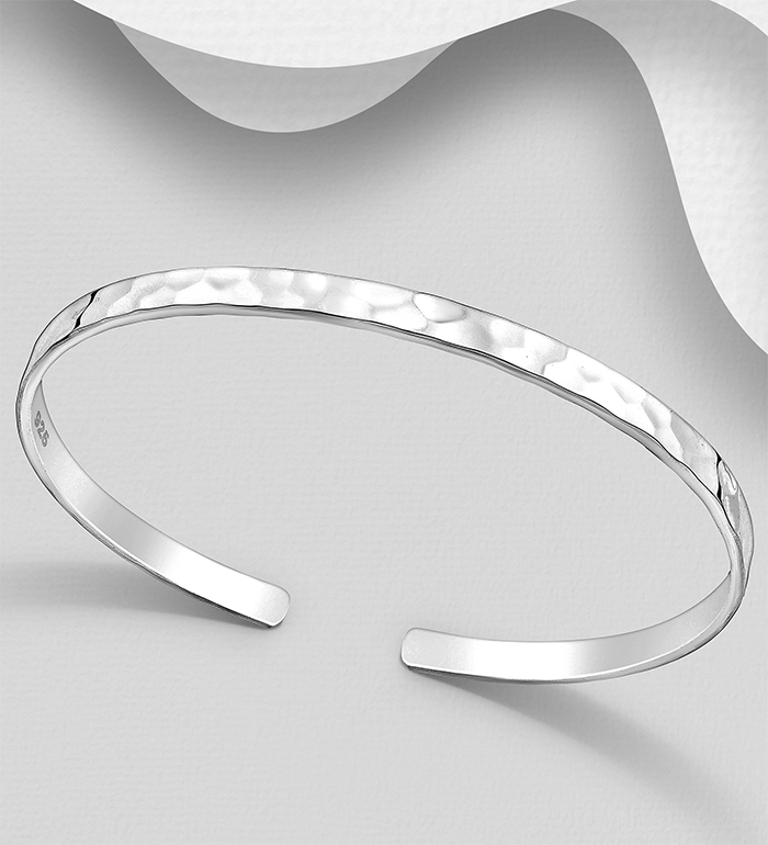 Wholesale 925 Sterling Silver Hammered Cuff - SKU #706-36015