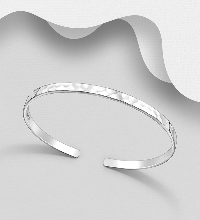 Wholesale 925 Sterling Silver Hammered Cuff - SKU #706-36015