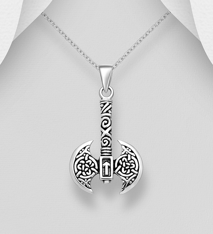 Wholesale 925 Sterling Silver Oxidized Celtic Axe Pendant - SKU #767-1641