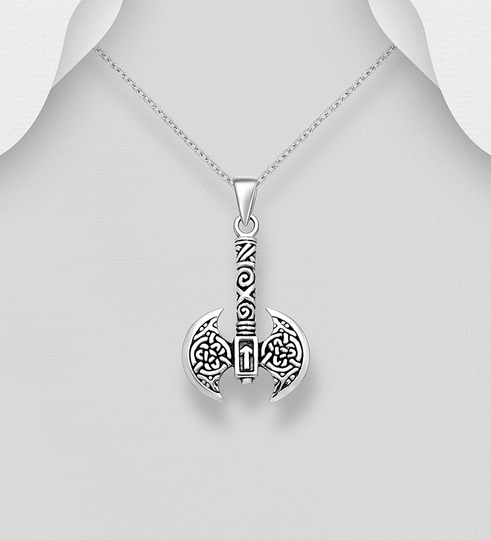 Wholesale 925 Sterling Silver Oxidized Celtic Axe Pendant - SKU #767-1641