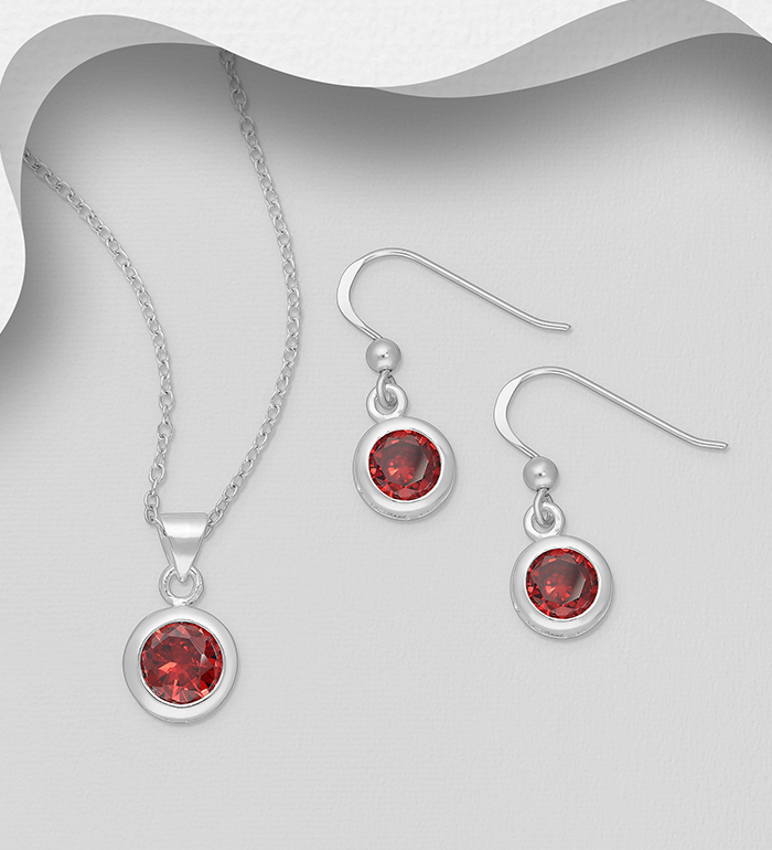 Wholesale 925 Sterling Silver Hook Earrings and Pendant Jewelry Set, Decorated with CZ Simulated Diamonds - SKU #848-1575