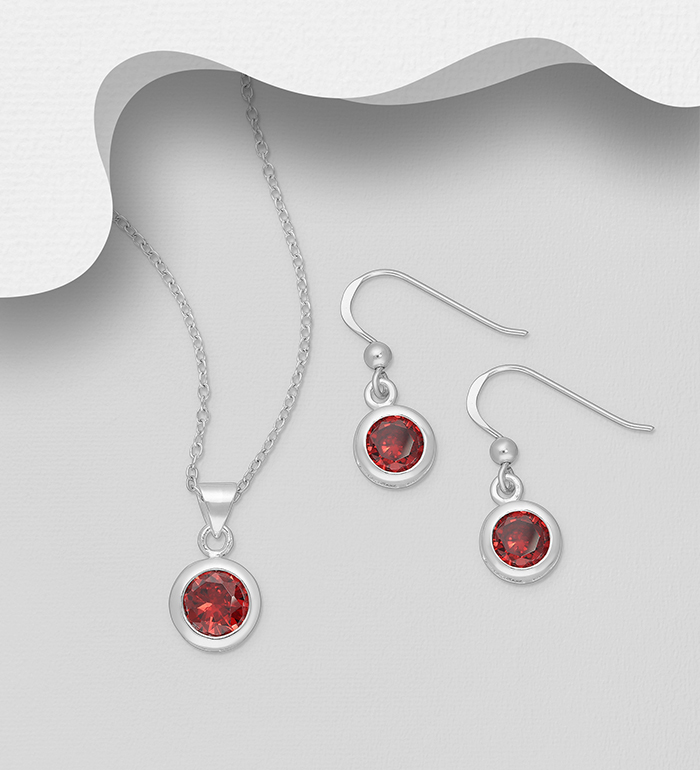 Wholesale 925 Sterling Silver Hook Earrings and Pendant Jewelry Set, Decorated with CZ Simulated Diamonds - SKU #848-1575
