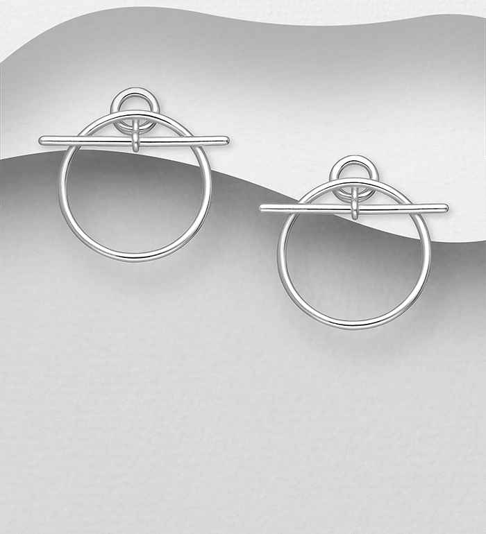 Wholesale 925 Sterling Silver Toggle Clasp Push-Back Earrings - SKU #1063-4085