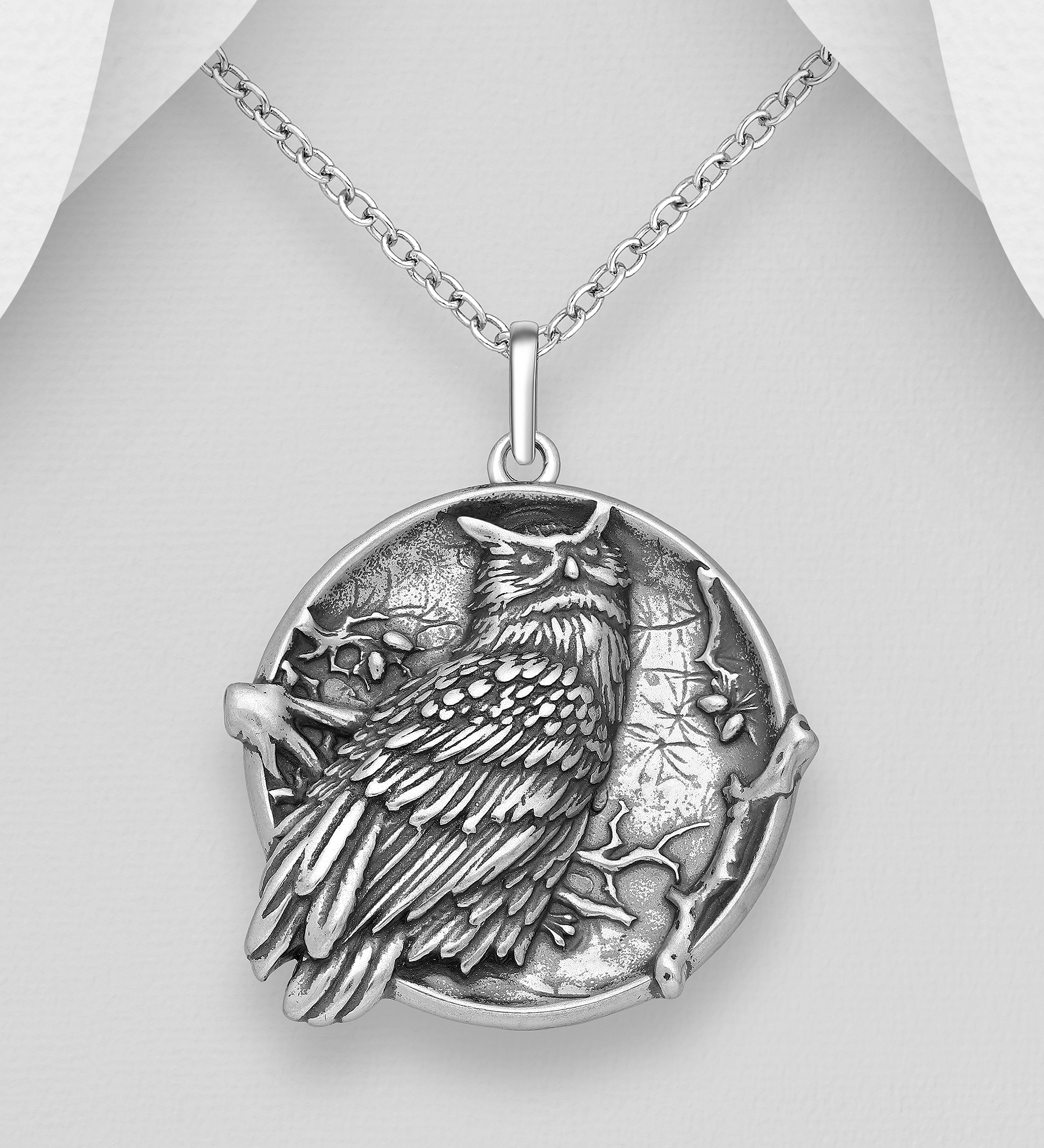 Wholesale 925 Sterling Silver Oxidized Owl Pendant - SKU #1063-4096