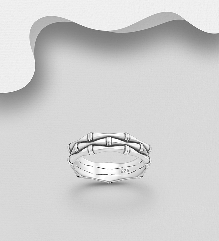 Wholesale 925 Sterling Silver Oxidized Bamboo Ring - SKU #1063-4102