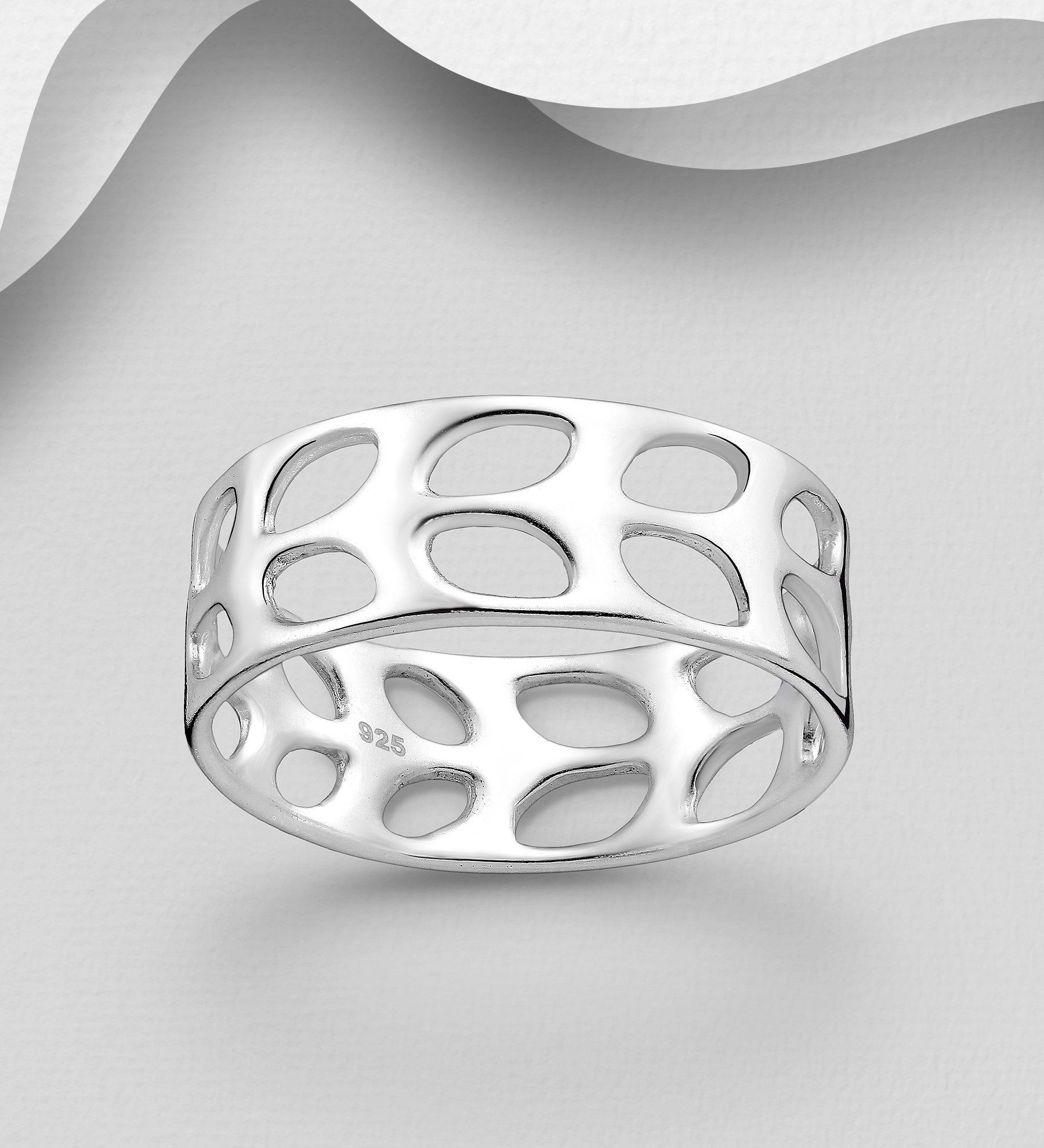 Wholesale 925 Sterling Silver Band Ring, 7 mm Wide - SKU #1063-4106