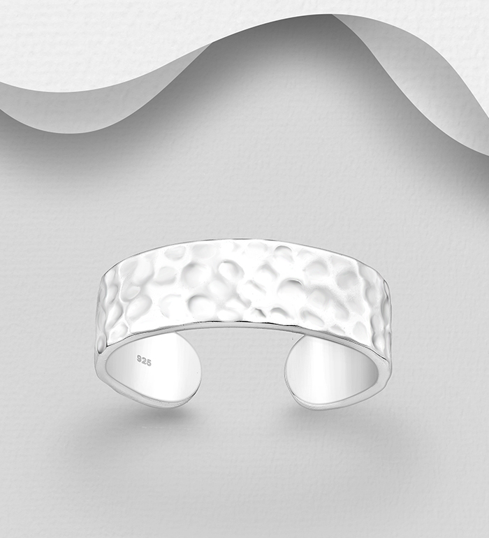Wholesale 925 Sterling Silver Hammered Adjustable Ring - SKU #1063-4108