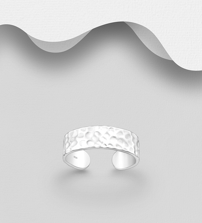 Wholesale 925 Sterling Silver Hammered Adjustable Ring - SKU #1063-4108
