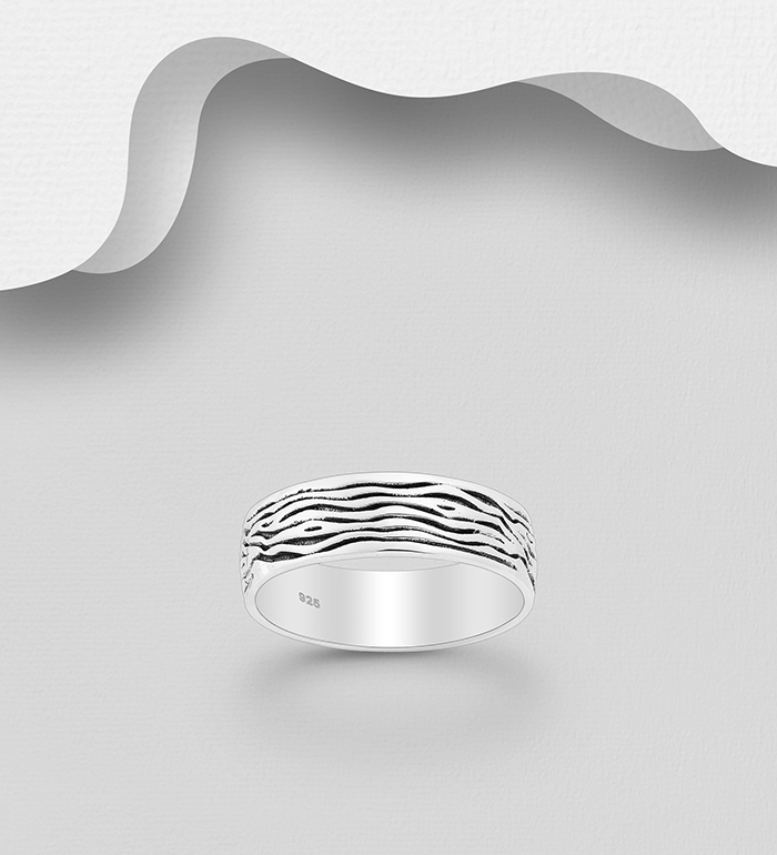 Wholesale 925 Sterling Silver Oxidized Band Ring, 6 mm Wide - SKU #1063-4126