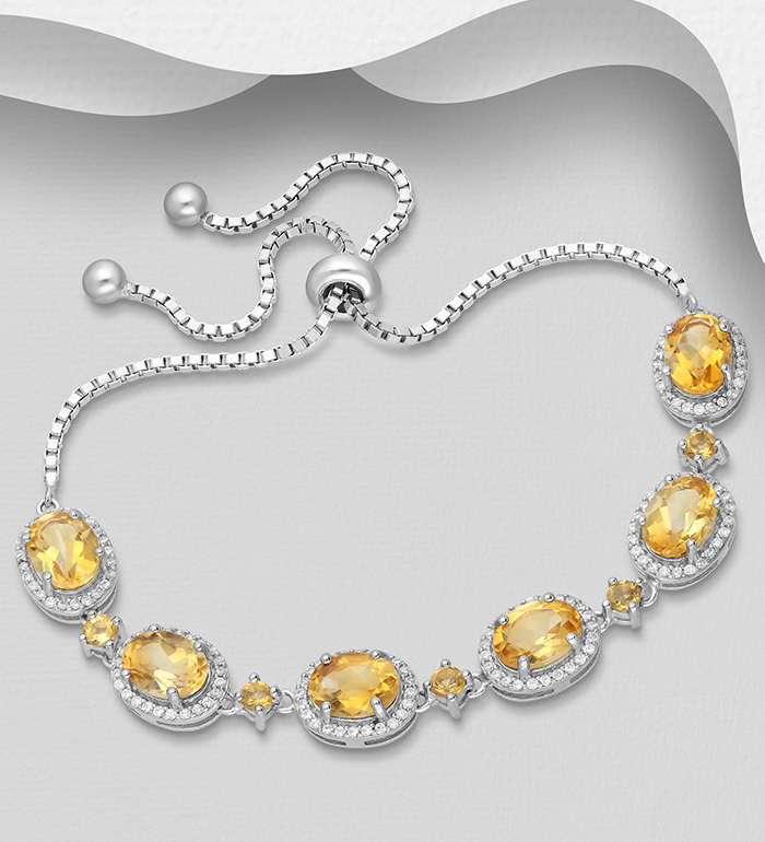 La Preciada - Wholesale 925 Sterling Silver Halo Adjustable Bracelet, Decorated with Various Gemstones and CZ Simulated Diamonds - SKU #1181-4865