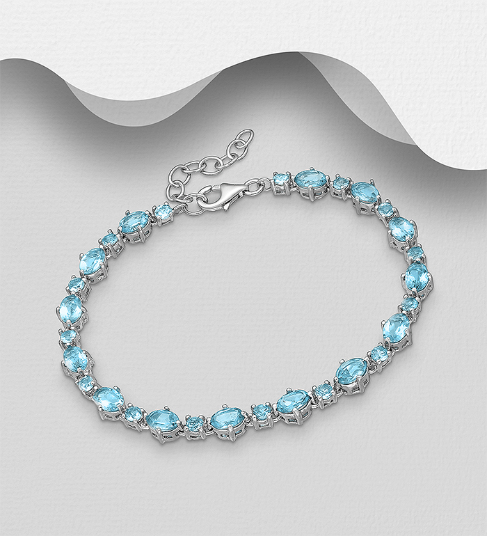 La Preciada - Wholesale 925 Sterling Silver Bracelet, Decorated with Various Gemstones - SKU #1181-3919A
