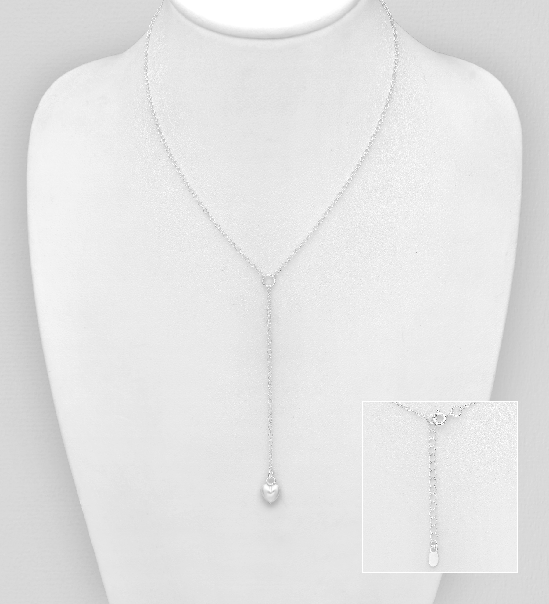 Wholesale 925 Sterling Silver Y Drop Necklace, Featuring Heart Charm - SKU #706-36394