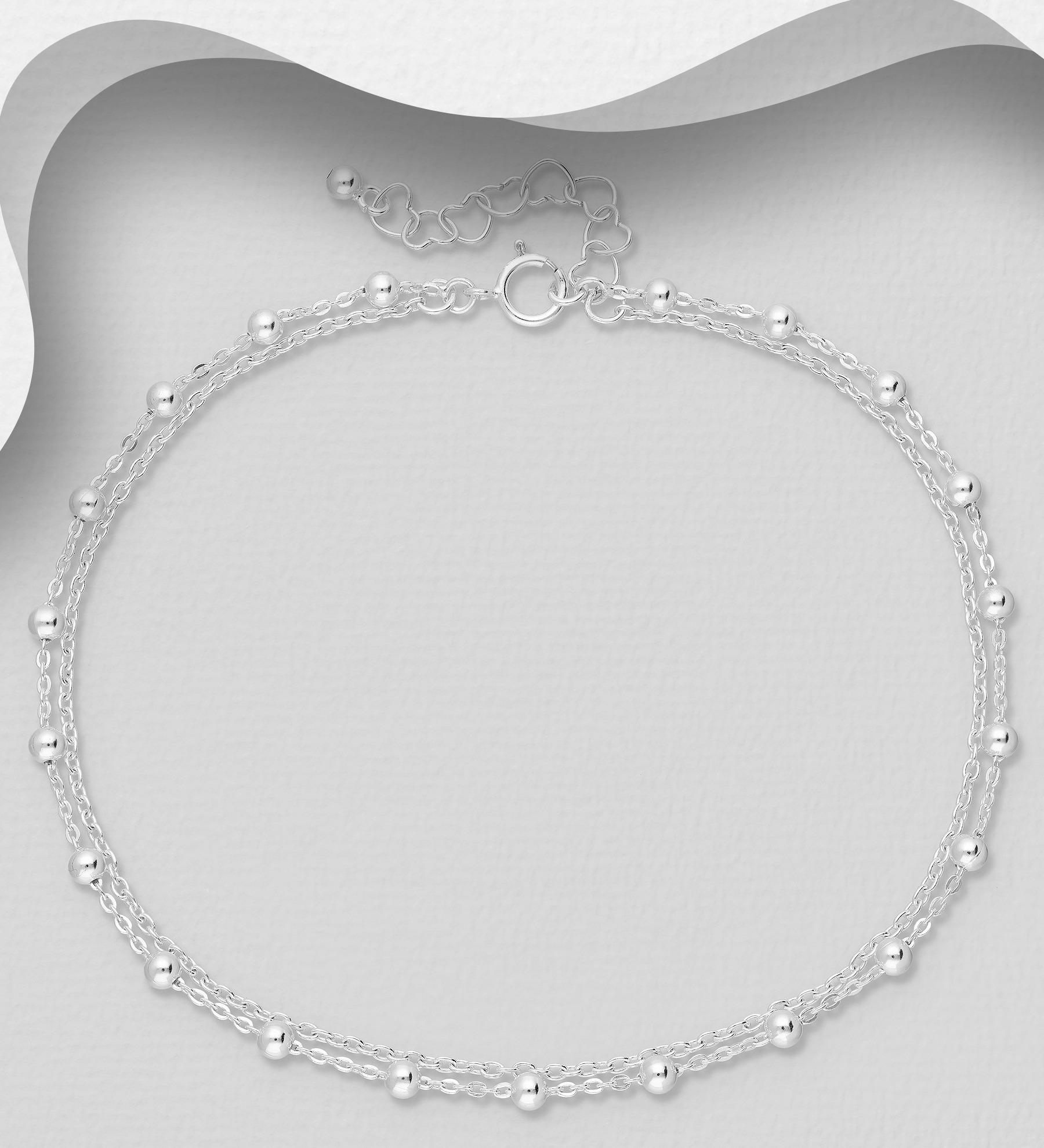 Wholesale 925 Sterling Silver Ball Layered Anklet - SKU #1562-483