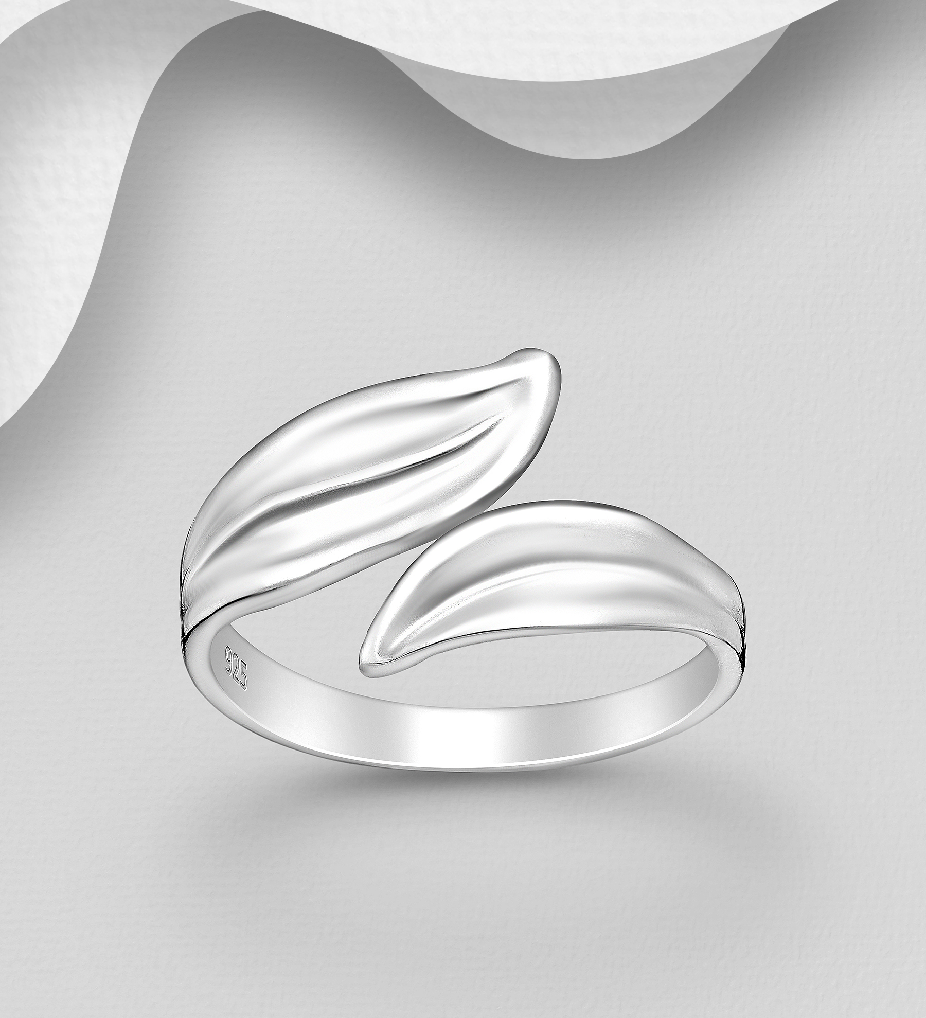 Wholesale 925 Sterling Silver Leaf Ring - SKU #706-36458