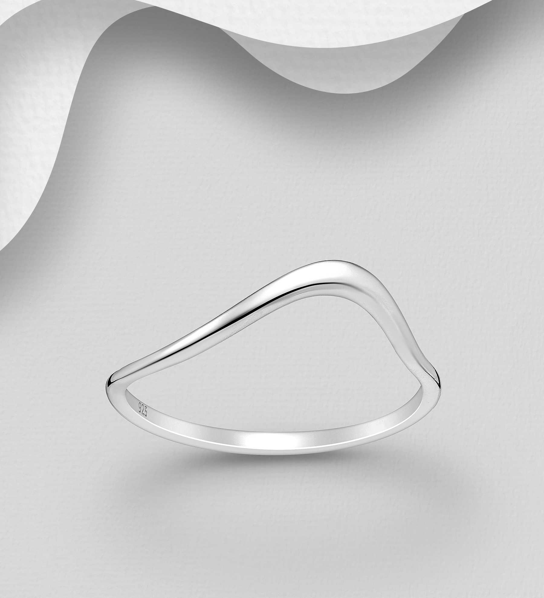 Wholesale 925 Sterling Silver Wave Ring - SKU #1063-4264