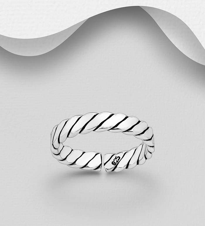 Wholesale 925 Sterling Silver Twisted Toe Ring - SKU #792-1247A