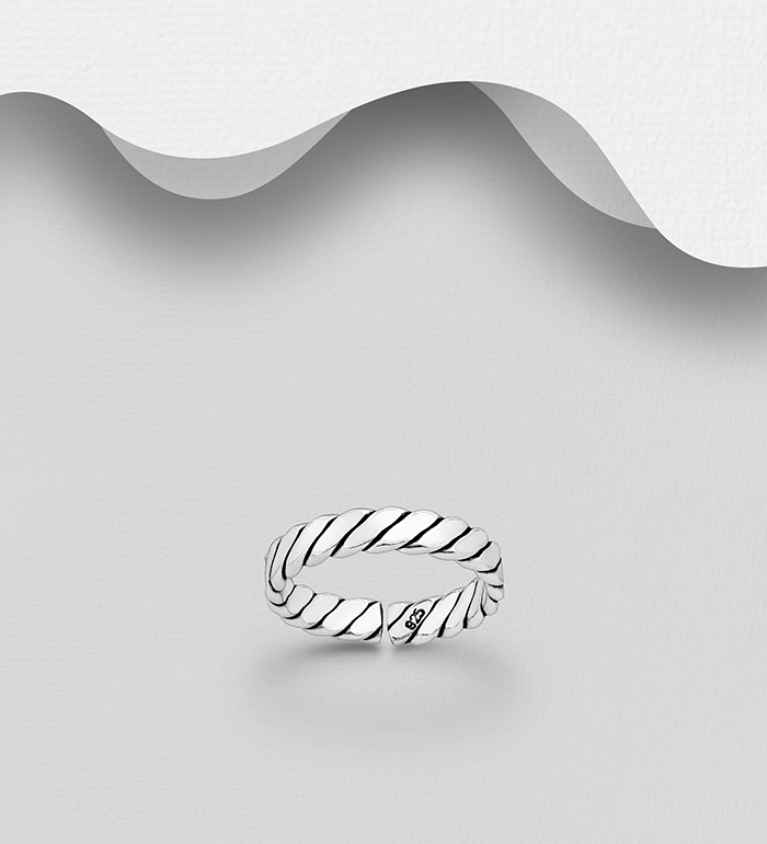 Wholesale 925 Sterling Silver Twisted Toe Ring - SKU #792-1247A