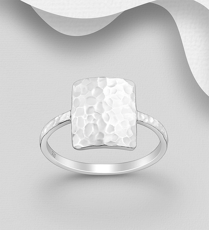 Wholesale 925 Sterling Silver Hammered Ring - SKU #1063-4276