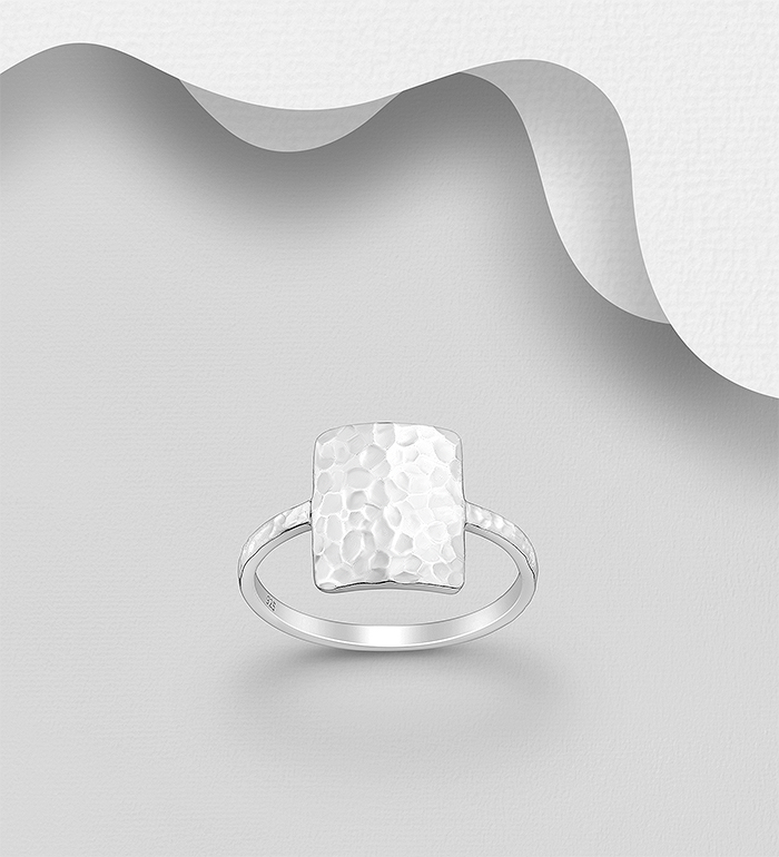 Wholesale 925 Sterling Silver Hammered Ring - SKU #1063-4276