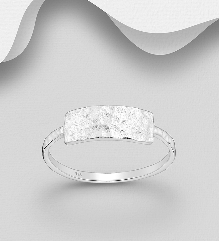 Wholesale 925 Sterling Silver Hammered Ring - SKU #1063-4277