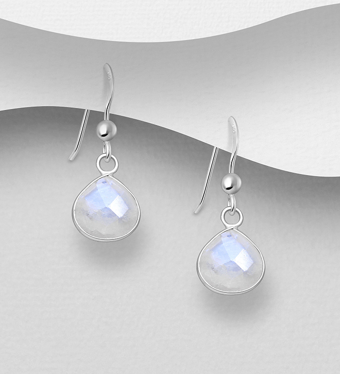 Wholesale 925 Sterling Silver Hook Earrings, Decorated with Various Gemstones - SKU #883-8590