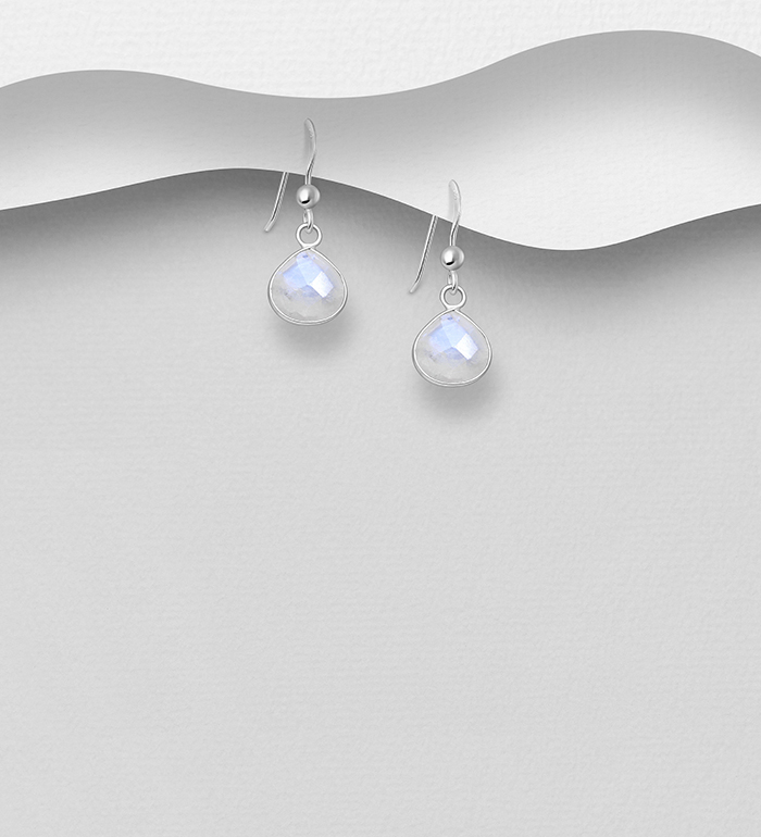 Wholesale 925 Sterling Silver Hook Earrings, Decorated with Various Gemstones - SKU #883-8590
