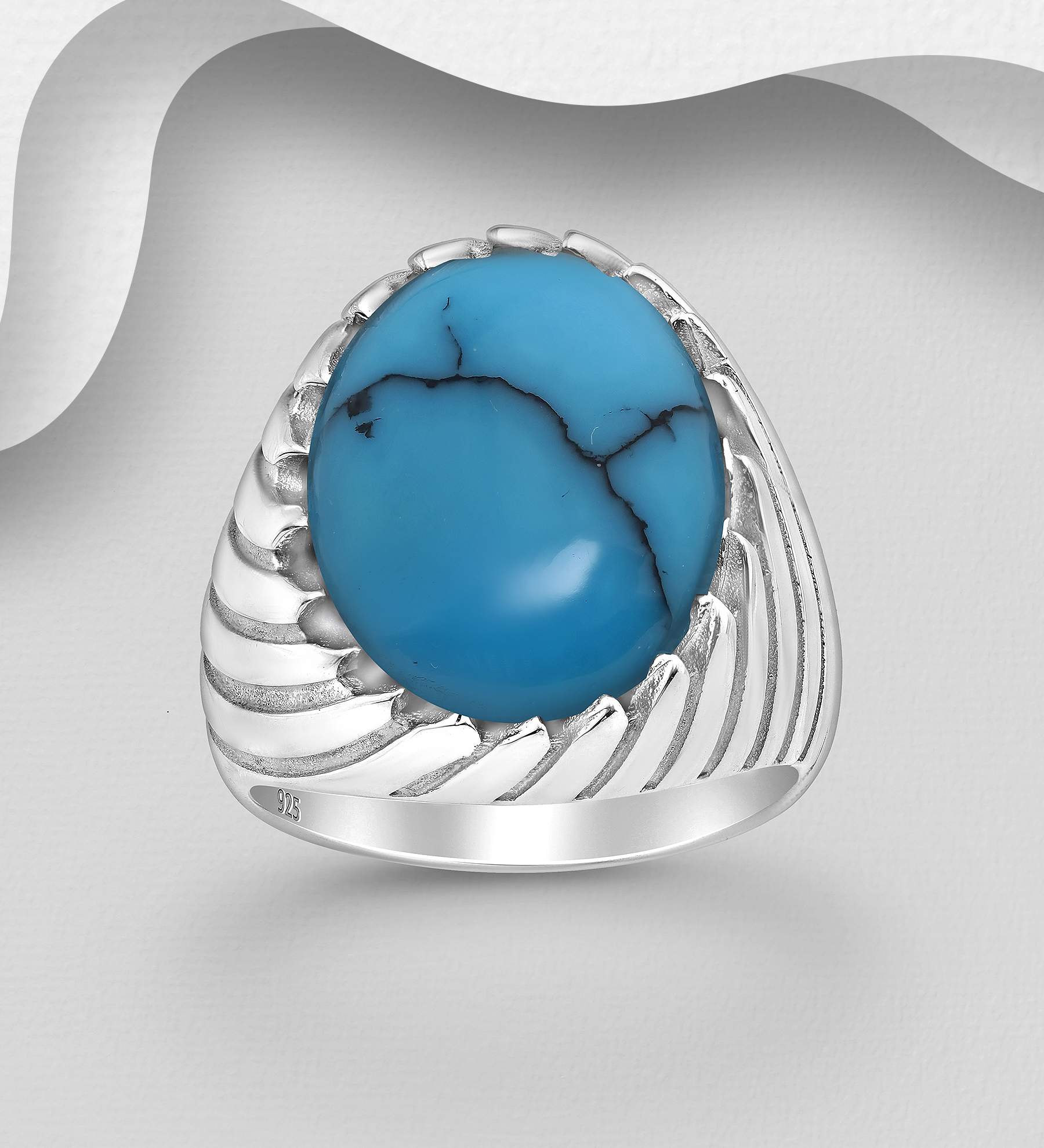 Wholesale 925 Sterling Silver Ring, Decorated with Resin - SKU #781-7577