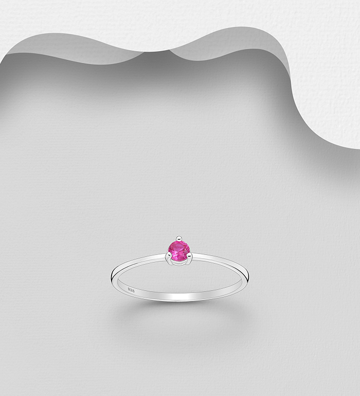 1063-4307 - Wholesale 925 Sterling Silver Solitaire Birthstone Ring, Decorated with CZ Simulated Diamond