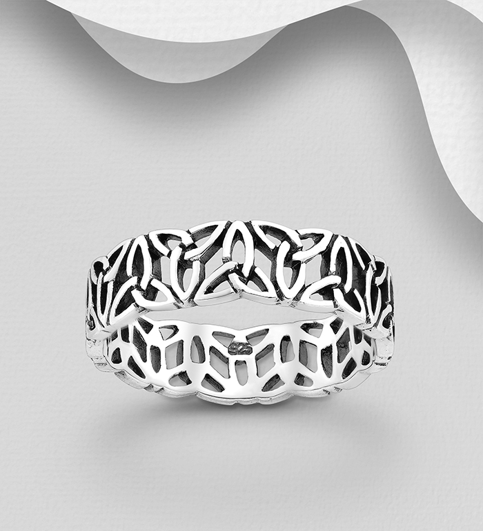 Wholesale 925 Sterling Silver Oxidized Celtic Trinity Ring - SKU #767-1697