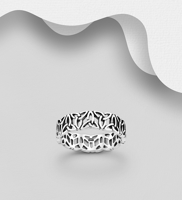 Wholesale 925 Sterling Silver Oxidized Celtic Trinity Ring - SKU #767-1697