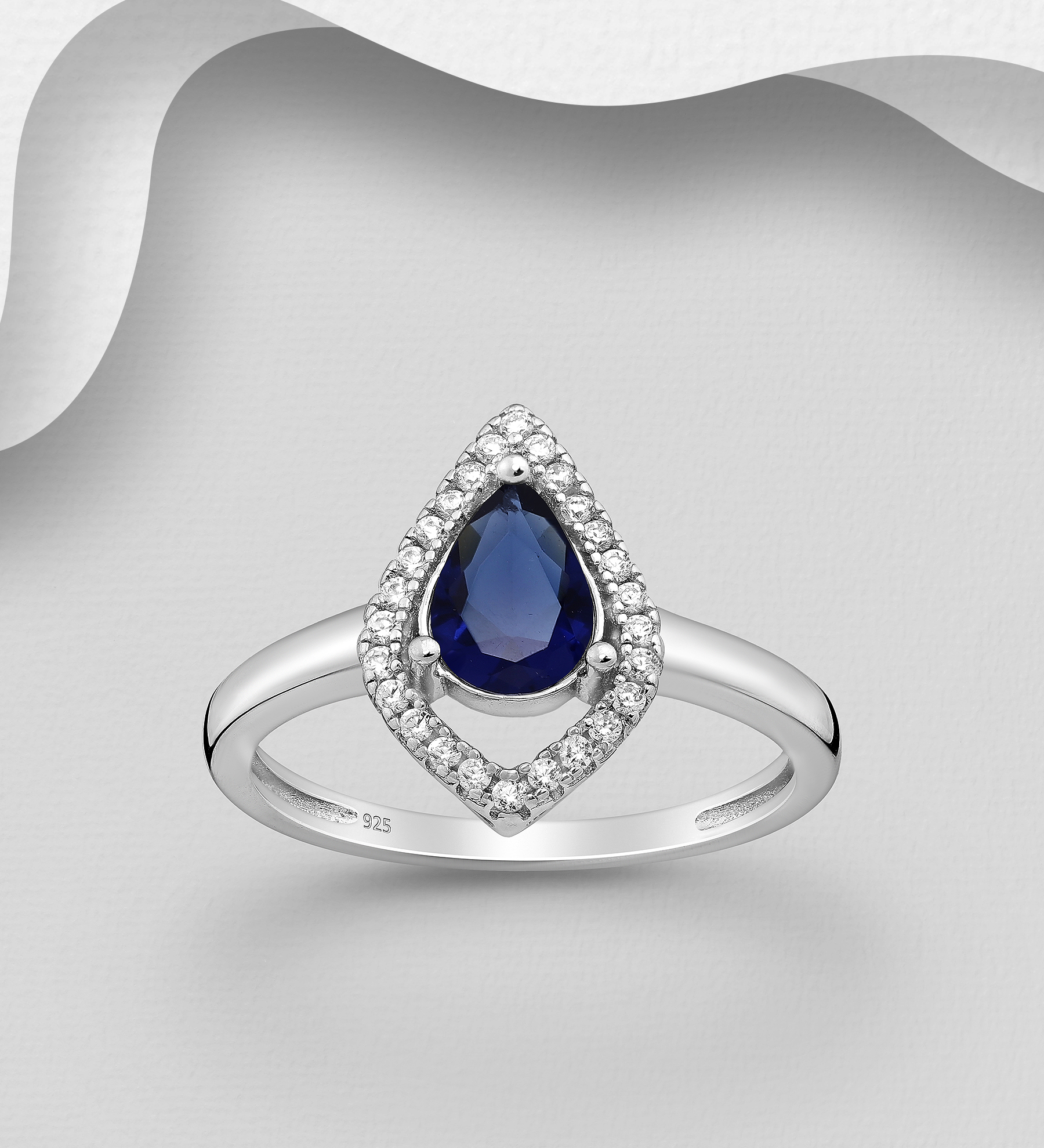 Wholesale 925 Sterling Silver Ring, Decorated with CZ Simulated Diamonds - SKU #701-28753