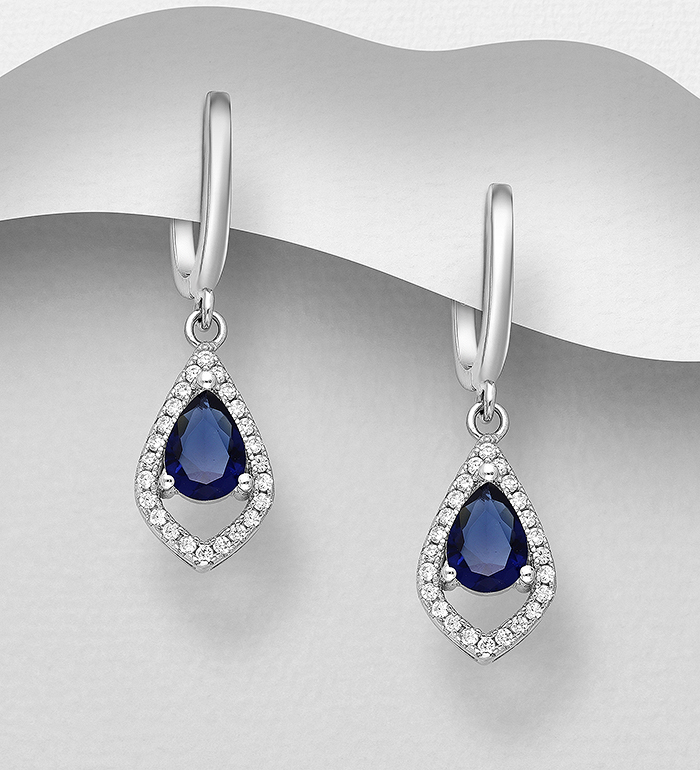 Wholesale 925 Sterling Silver Omega Lock Earrings, Decorated with CZ Simulated Diamonds - SKU #701-28754