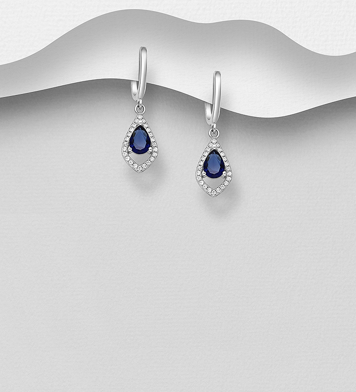 Wholesale 925 Sterling Silver Omega Lock Earrings, Decorated with CZ Simulated Diamonds - SKU #701-28754