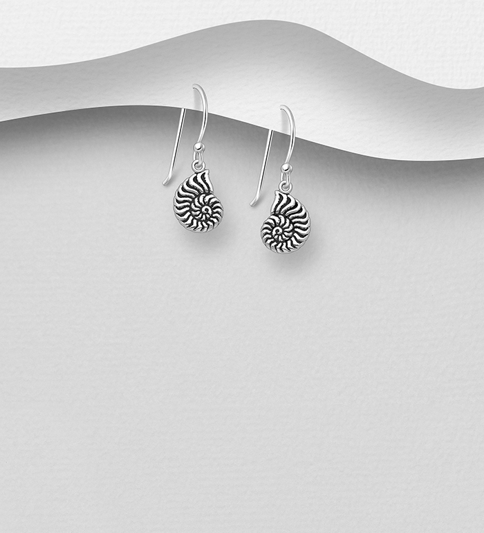 Wholesale 925 Sterling Silver Oxidized Shell Hook Earrings - SKU #706-36912