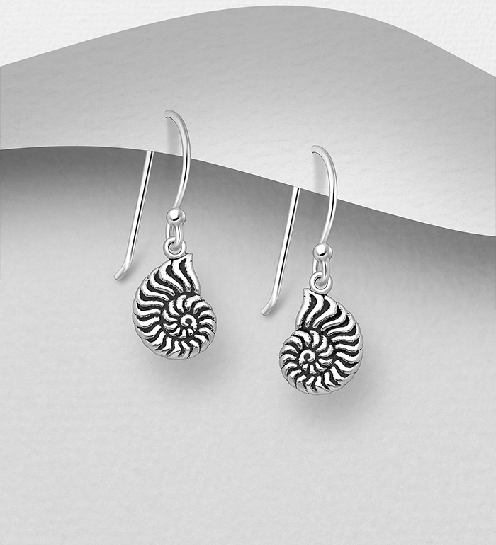 Wholesale 925 Sterling Silver Oxidized Shell Hook Earrings - SKU #706-36912