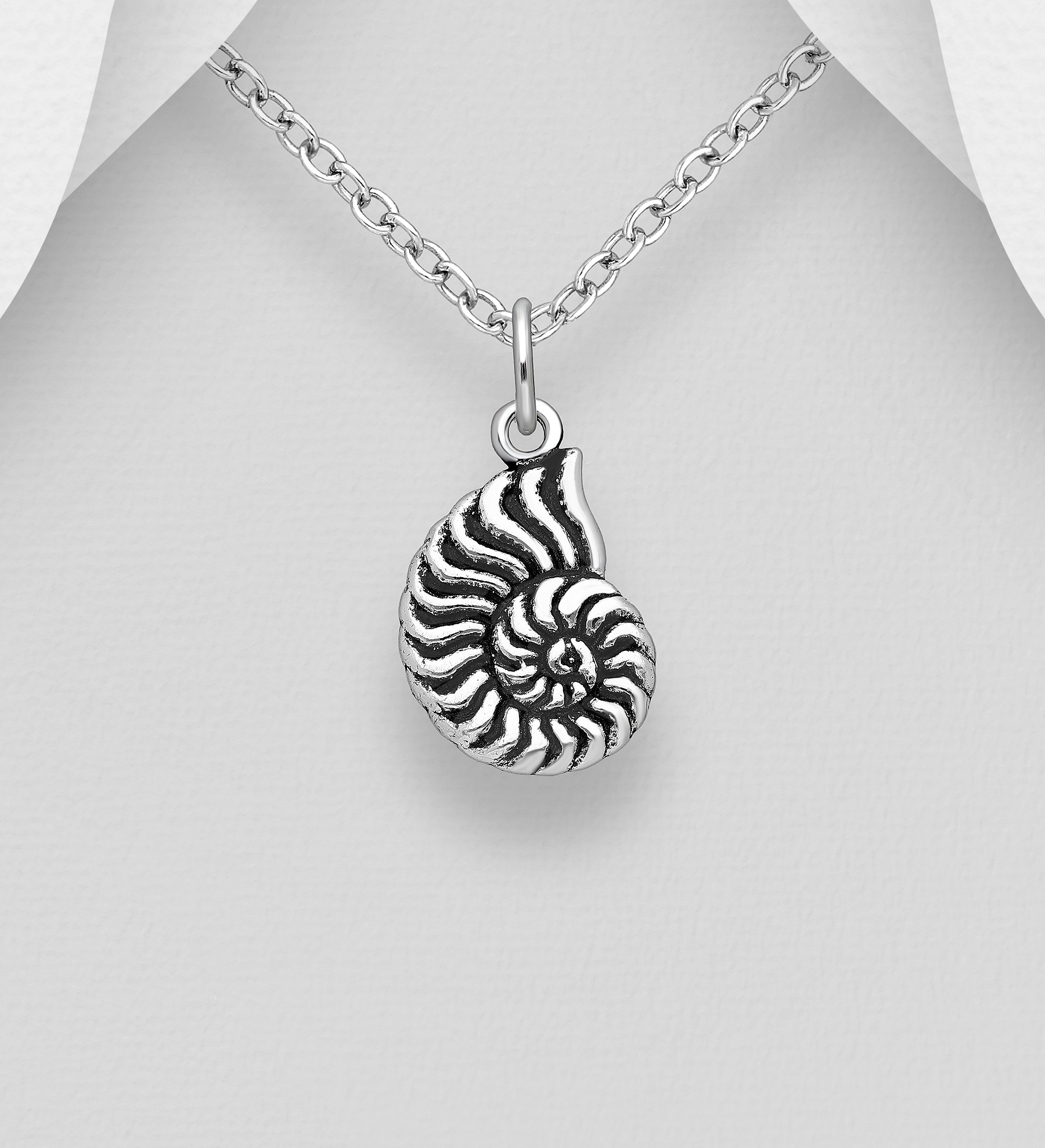 Wholesale 925 Sterling Silver Oxidized Shell Pendant - SKU #706-36913