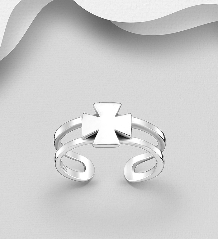Wholesale 925 Sterling Silver Oxidized Cross Toe Ring - SKU #792-1268