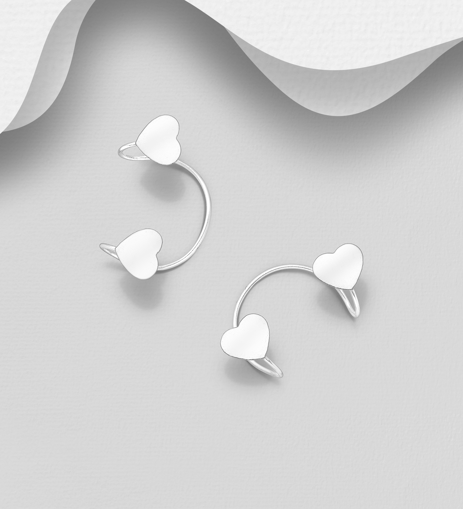 Wholesale 925 Sterling Silver Heart Ear Cuffs - SKU #706-36939