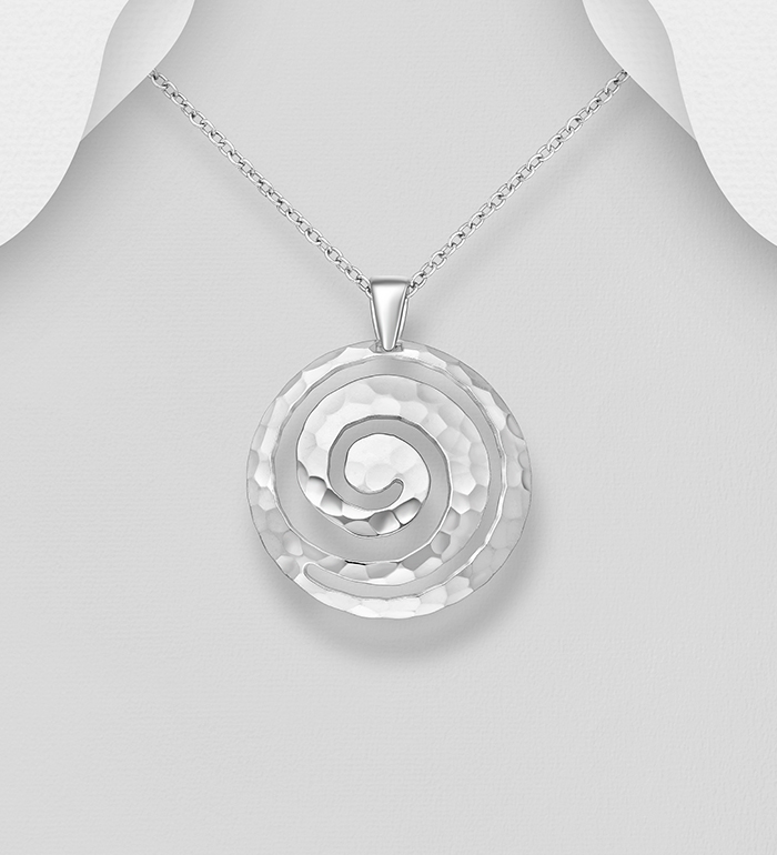 Wholesale 925 Sterling Silver Hammered Coil Pendant - SKU #706-36999