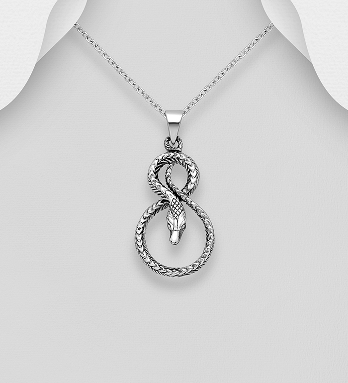 Wholesale 925 Sterling Silver Oxidized Snake Pendant - SKU #1563-1270