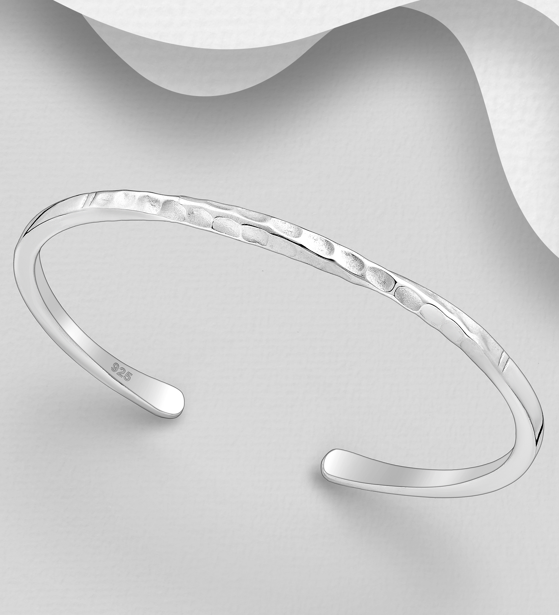 Wholesale 925 Sterling Silver Twisted Hammered Cuff - SKU #706-37074
