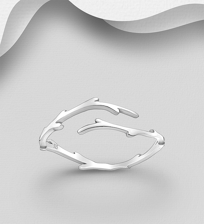 Wholesale 925 Sterling Silver Oxidized Branch Adjustable Ring - SKU #1063-4350